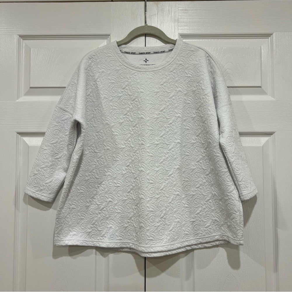 TUCKERNUCK TNUCK SPORT White Quilted Paisley Ally Swing Sweatshirt Womens XS/S - Picture 1 of 7